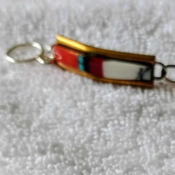 New Sterling Siver Tribal Bracelet - Red, Blue. Deep Red and White 8" - Picture 3 of 7